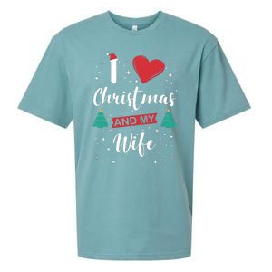 I Love Christmas And My Wife I Snowflakes Xmas Tree Sueded Cloud Jersey T-Shirt