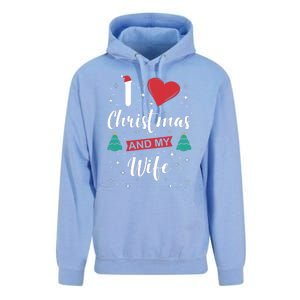 I Love Christmas And My Wife I Snowflakes Xmas Tree Unisex Surf Hoodie