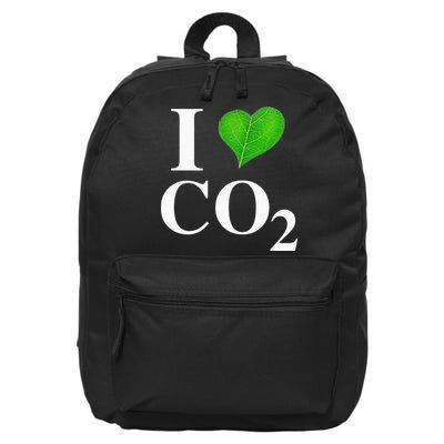 I Love Co2 Carbon Dioxide Climate Change Hoax Global Warming 16 in Basic Backpack