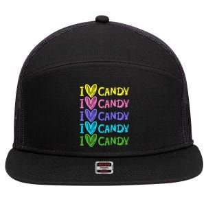 I Love Candy I Love Candy Sweets Lover 7 Panel Mesh Trucker Snapback Hat