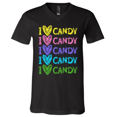 I Love Candy I Love Candy Sweets Lover V-Neck T-Shirt