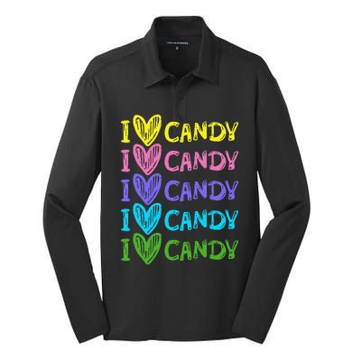 I Love Candy I Love Candy Sweets Lover Silk Touch Performance Long Sleeve Polo