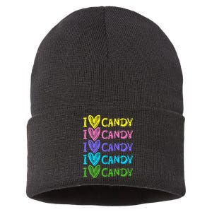 I Love Candy I Love Candy Sweets Lover Sustainable Knit Beanie