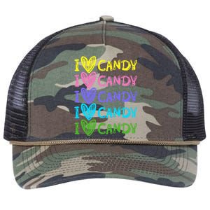 I Love Candy I Love Candy Sweets Lover Retro Rope Trucker Hat Cap