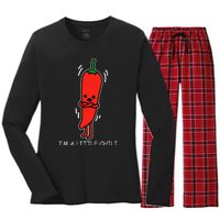 IM Little Chili Funny Saying Pepper Food Pun Women's Long Sleeve Flannel Pajama Set 