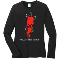 IM Little Chili Funny Saying Pepper Food Pun Ladies Long Sleeve Shirt