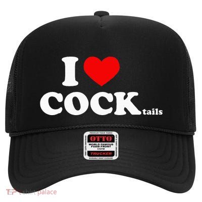 I Love Cocktails I Heart Cocktail Funny Drinking Party High Crown Mesh Back Trucker Hat