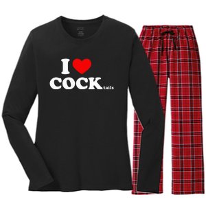 I Love Cocktails I Heart Cocktail Funny Drinking Party Women's Long Sleeve Flannel Pajama Set 