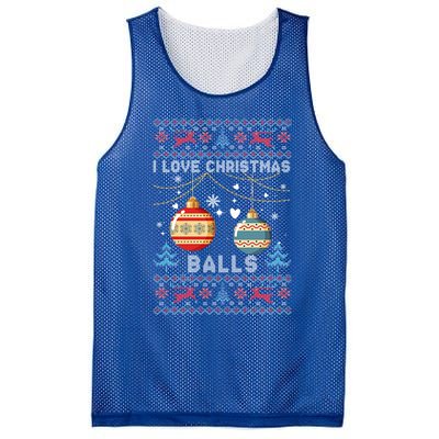 I Love Christmas Balls Xmas Inappropriate Dirty Joke Funny Gift Mesh Reversible Basketball Jersey Tank