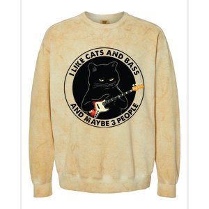 I Like Cats And Bass And Maybe 3 People Bass Guitar Player Colorblast Crewneck Sweatshirt