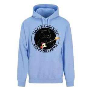 I Like Cats And Bass And Maybe 3 People Bass Guitar Player Unisex Surf Hoodie