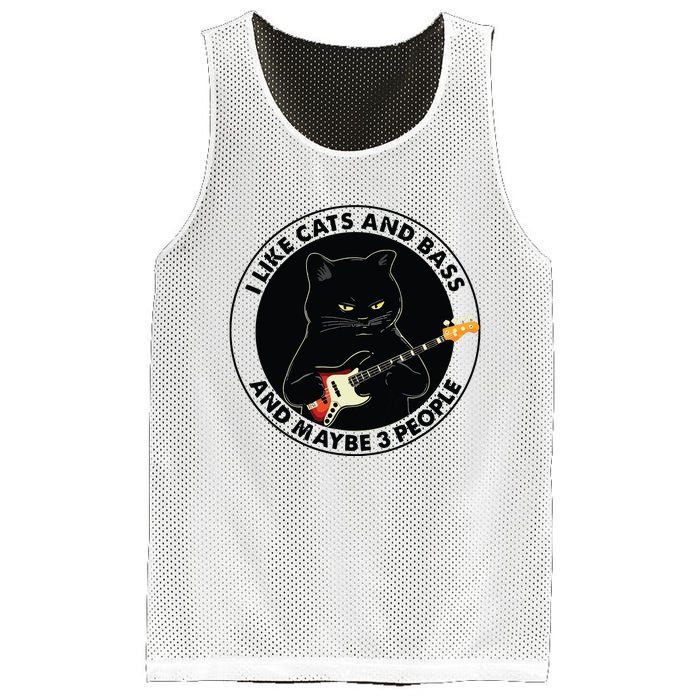 I Like Cats And Bass And Maybe 3 People Bass Guitar Player Mesh Reversible Basketball Jersey Tank