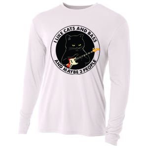 I Like Cats And Bass And Maybe 3 People Bass Guitar Player Cooling Performance Long Sleeve Crew