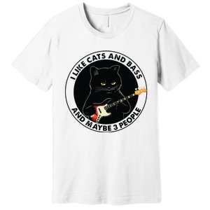 I Like Cats And Bass And Maybe 3 People Bass Guitar Player Premium T-Shirt