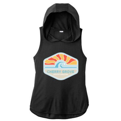 I Love Cherry Grove Beach South Carolina Ocean Wave Ladies PosiCharge Tri-Blend Wicking Draft Hoodie Tank