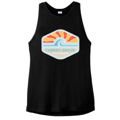 I Love Cherry Grove Beach South Carolina Ocean Wave Ladies PosiCharge Tri-Blend Wicking Tank