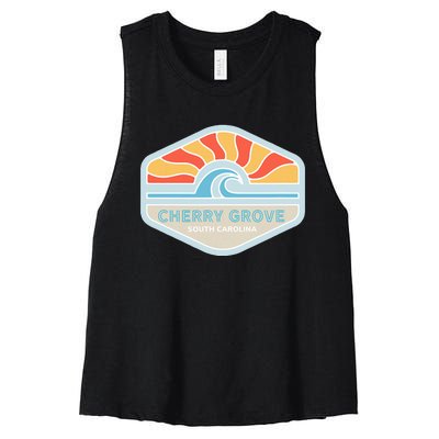 I Love Cherry Grove Beach South Carolina Ocean Wave Women's Racerback Cropped Tank