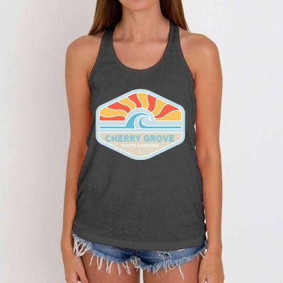 I Love Cherry Grove Beach South Carolina Ocean Wave Women's Knotted Racerback Tank