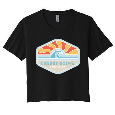 I Love Cherry Grove Beach South Carolina Ocean Wave Women's Crop Top Tee