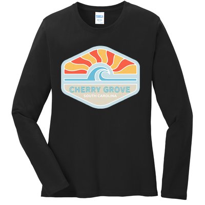 I Love Cherry Grove Beach South Carolina Ocean Wave Ladies Long Sleeve Shirt