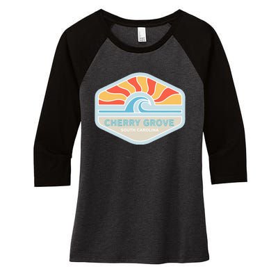 I Love Cherry Grove Beach South Carolina Ocean Wave Women's Tri-Blend 3/4-Sleeve Raglan Shirt