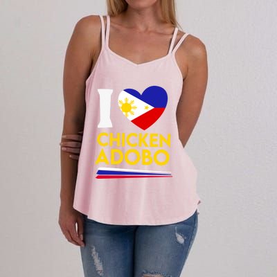 I Love Chicken Adobo Filipino Food Flag Map Pride Cute Gift Women's Strappy Tank