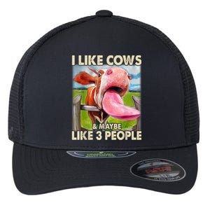 I Like Cows And Maybe Like 3 People Cow Lover Farmer Flexfit Unipanel Trucker Cap