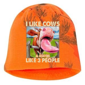 I Like Cows And Maybe Like 3 People Cow Lover Farmer Kati - Camo Knit Beanie