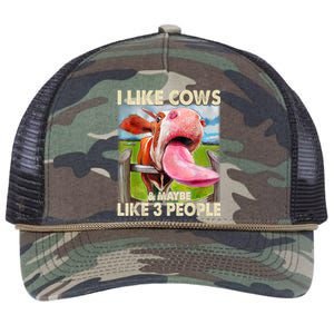 I Like Cows And Maybe Like 3 People Cow Lover Farmer Retro Rope Trucker Hat Cap