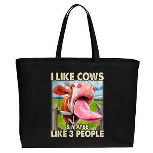 I Like Cows And Maybe Like 3 People Cow Lover Farmer Cotton Canvas Jumbo Tote