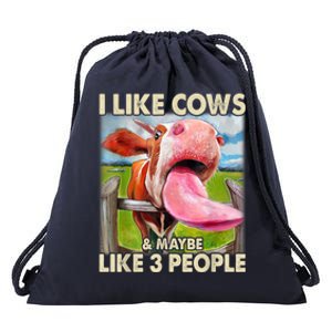 I Like Cows And Maybe Like 3 People Cow Lover Farmer Drawstring Bag