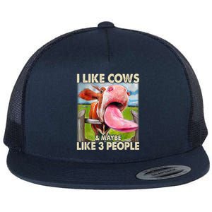 I Like Cows And Maybe Like 3 People Cow Lover Farmer Flat Bill Trucker Hat