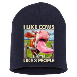 I Like Cows And Maybe Like 3 People Cow Lover Farmer Short Acrylic Beanie