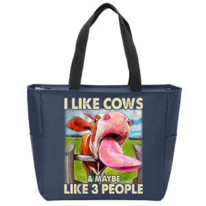 I Like Cows And Maybe Like 3 People Cow Lover Farmer Zip Tote Bag