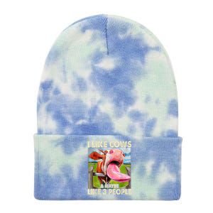 I Like Cows And Maybe Like 3 People Cow Lover Farmer Tie Dye 12in Knit Beanie