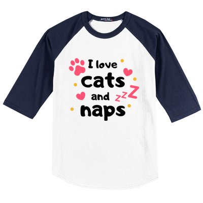 I Love Cats And Naps Baseball Sleeve Shirt