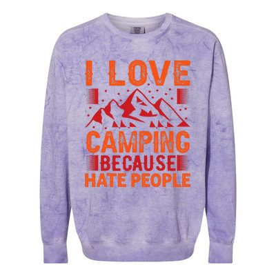 i love camping beacause hate people in the forrest Colorblast Crewneck Sweatshirt