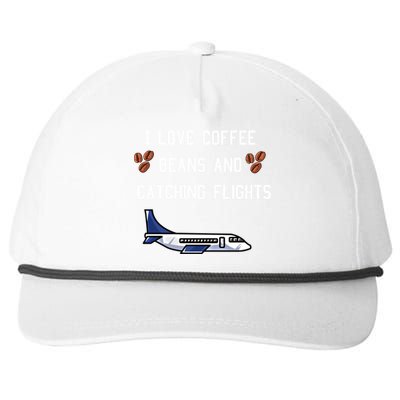 I Love Coffee Beans And Catching Flights Design Meaningful Gift Snapback Five-Panel Rope Hat