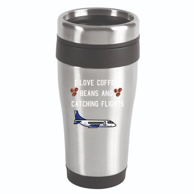 I Love Coffee Beans And Catching Flights Design Meaningful Gift 16oz Travel Tumbler