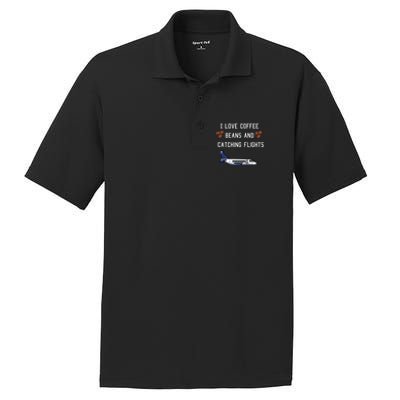 I Love Coffee Beans And Catching Flights Design Meaningful Gift PosiCharge RacerMesh Polo