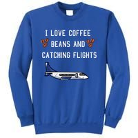 I Love Coffee Beans And Catching Flights Design Meaningful Gift Sweatshirt