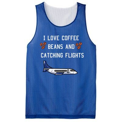 I Love Coffee Beans And Catching Flights Design Meaningful Gift Mesh Reversible Basketball Jersey Tank