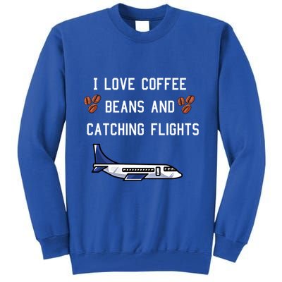 I Love Coffee Beans And Catching Flights Design Meaningful Gift Tall Sweatshirt