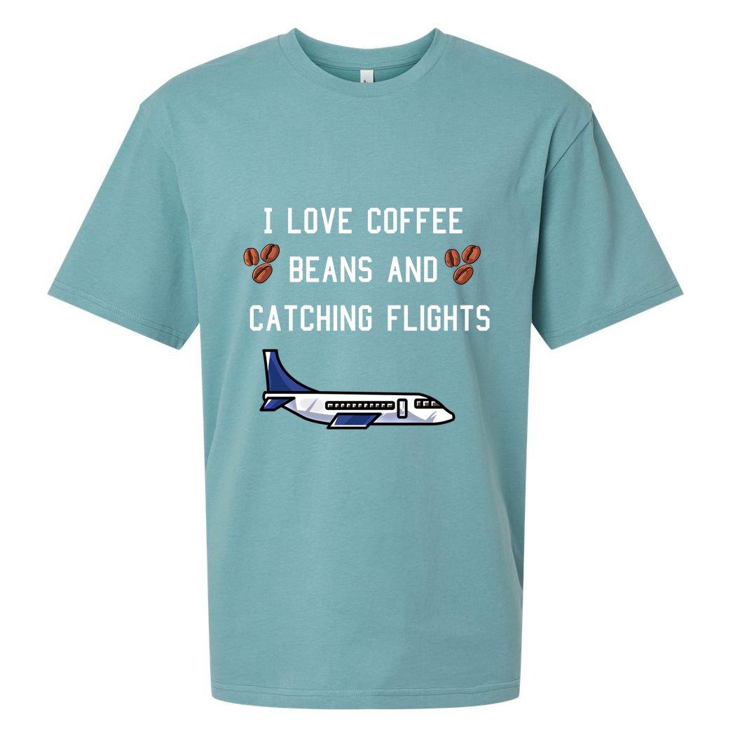 I Love Coffee Beans And Catching Flights Design Meaningful Gift Sueded Cloud Jersey T-Shirt