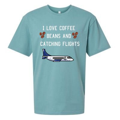 I Love Coffee Beans And Catching Flights Design Meaningful Gift Sueded Cloud Jersey T-Shirt