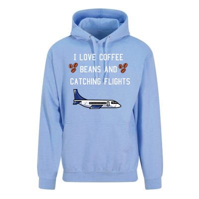 I Love Coffee Beans And Catching Flights Design Meaningful Gift Unisex Surf Hoodie