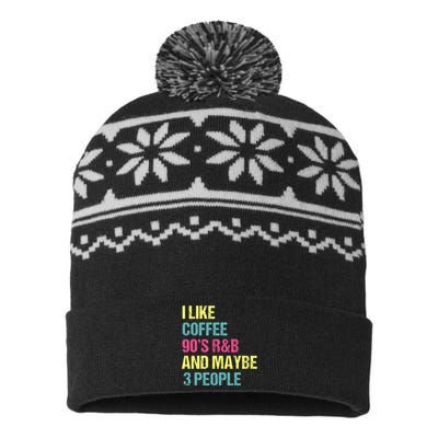 I Like Coffee 90S R&B And Maybe 3 People Vintage Retro Rnb USA-Made Snowflake Beanie