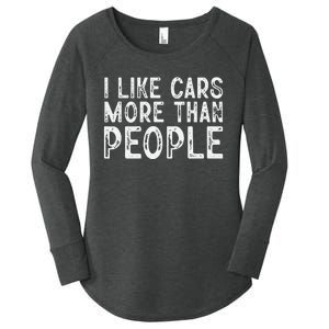 I Like Cars More Than People Funny Car Lover Women's Perfect Tri Tunic Long Sleeve Shirt