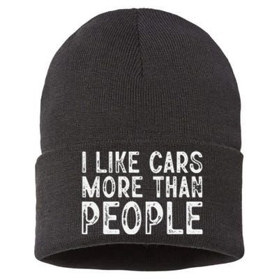 I Like Cars More Than People Funny Car Lover Sustainable Knit Beanie