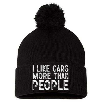 I Like Cars More Than People Funny Car Lover Pom Pom 12in Knit Beanie